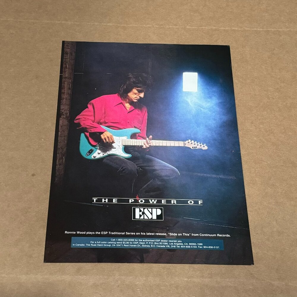 Ronnie Wood of The Rolling Stones - ESP Guitars - 1993 Print Advertisement